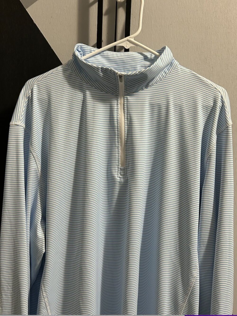 Rorie Whelan Golf 1/4 Zip Light Blue/White Striped Pullover Men's Size XXL